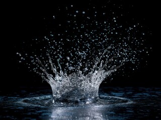 Fototapeta premium Water splash macro photography on black background