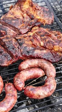 Argentinian grill, a traditional barbecue with a variety of meats.
