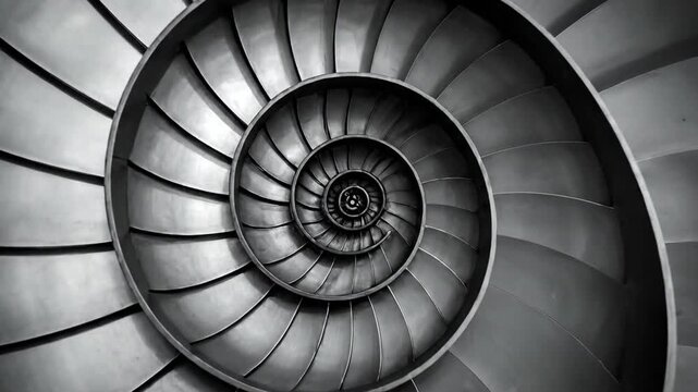 Black and White Spiral Shell: Geometric Abstract Art