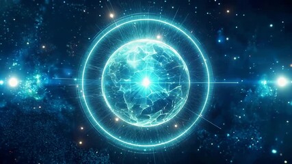 Witness the amazing glowing sphere radiating energy in the dark depths of space, a futuristic and awe inspiring concept for science, technology, and the universe