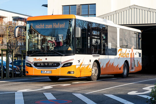 Norderney, Germany - November 11, 2025: Omnibusverkehr Fischer Setra bus