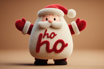 Cute Santa character with raised arms and heart-shaped hands for holiday cheer and joy everywhere