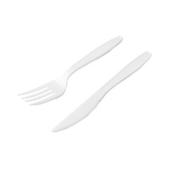 White Plastic Fork and Knife Set 1.