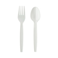 White Plastic Fork and Spoon Set.