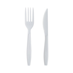 White Plastic Fork and Knife Set.