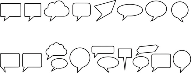 Fototapeta premium Speech bubbles outline icon set, chat dialogue message communication vector, comic callout collection