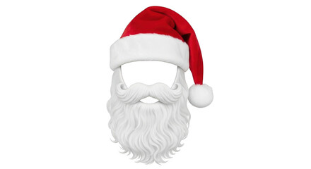 Santa claus hat and beard isolated on transparent background