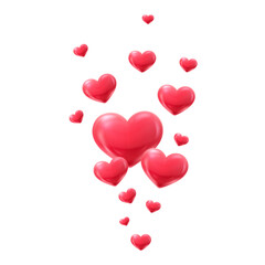 3D flying floating red hearts