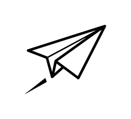 Simple paper airplane soars, representing freedom, travel, and childhood dreams