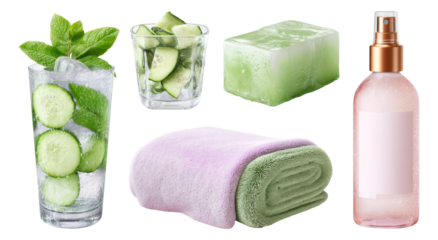 Refreshing Tropical Hydration Kit for Wellness and Relaxation in Photorealistic Style