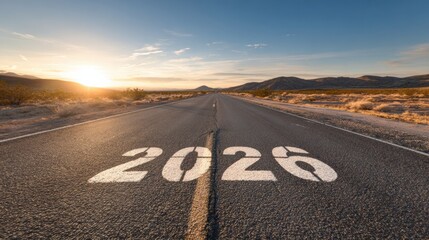 Long Road to the Horizon Featuring 2026, Symbolizing Hope and Future Journeys in a Vast Landscape