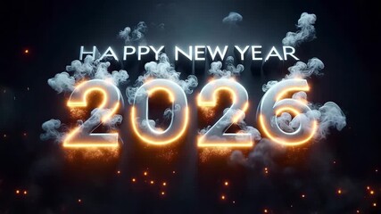 Celebrate the arrival of 2026 with a mesmerizing display of shimmering numbers and ethereal smoke, perfect for New Year's promotions, festive greetings, and captivating event announcements