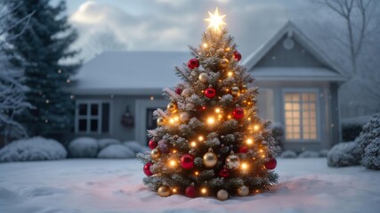 christmas tree in the snow