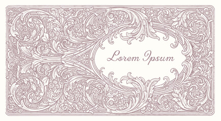 baroque victorian frame border illustration vintage floral ornament vector line art hand drawn set collection