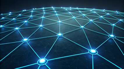 Futuristic Network Connection Structure on Globe Connecting Digital Data Dots Representing Computer Network or Global Digital Connections Around the World