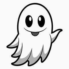 Fototapeta premium Cute cartoon ghost waving hello with a happy expression