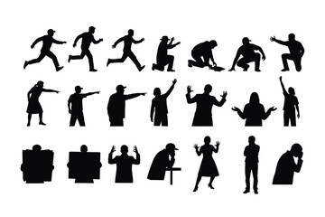 Dynamic collection of diverse human silhouettes, perfect for crafting compelling visual narratives and enhancing digital storytelling projects with expressive poses and actions for engaging content