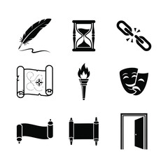 Diverse Icon Set for Digital Storytelling Explore the Symbols of History, Knowledge, and Narrative for Engaging Visuals and Creative Design