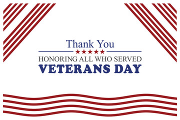 Patriotic thank you veterans design with american flag elements