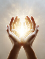 Mystical Healing Hands Holding Light