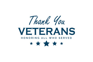 Patriotic thank you veterans design with american flag elements
