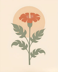 Obraz premium Single Red Flower Botanical Poster