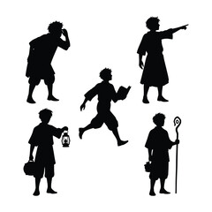 Silhouette Storytelling A Collection of Dynamic Figures Engaged in Narrative Actions, From Reading to Leading Adventures
