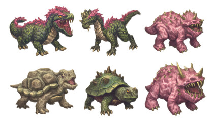 Vibrant Fantasy Illustration of Elemental Beasts with Electric Features