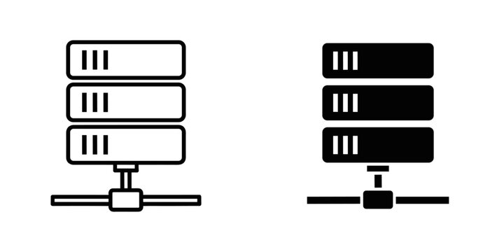 Reliable data server icon for seamless connectivity and data storage solutions in black and white