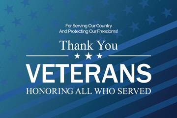 Patriotic thank you veterans design with american flag elements
