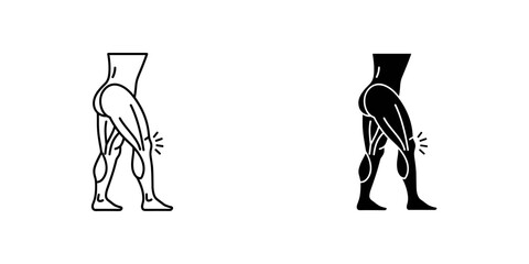 Muscle aches? Graphic illustrating leg pain, ideal for health content, medicine, and wellness designs