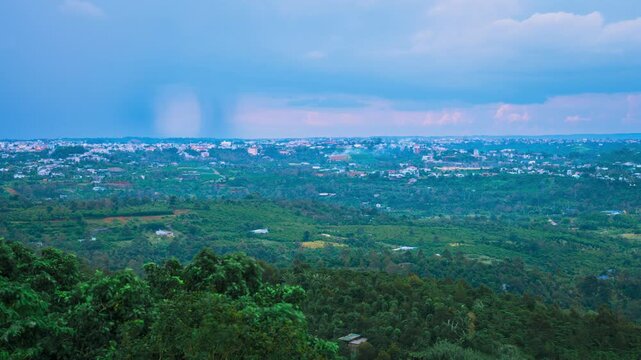 4K Timelapse of Mountain Hills and Moving Clouds in Bao Loc, Vietnam