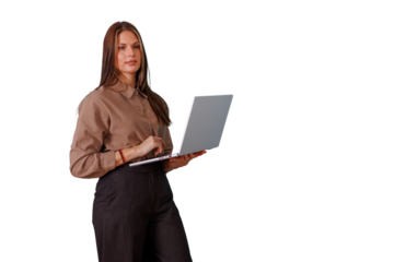 Young businesswoman using laptop, professional woman manager working with computer for remote work or online business