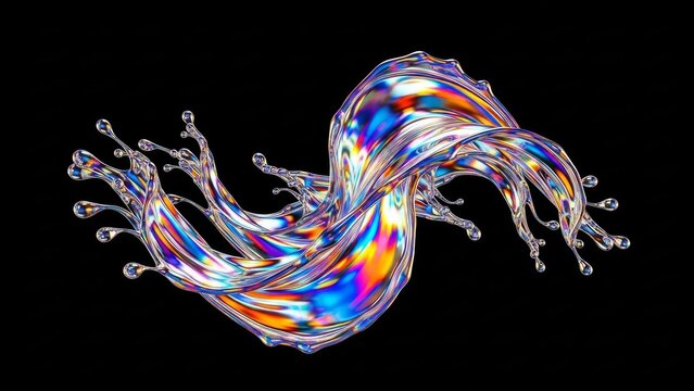 Experience vibrant iridescent splash, perfect for futuristic designs and modern abstract backgrounds, adding a dynamic splash of color to your project today - Powered by Adobe