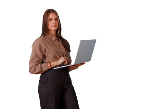 Young businesswoman using laptop, professional woman manager working with computer for remote work or online business