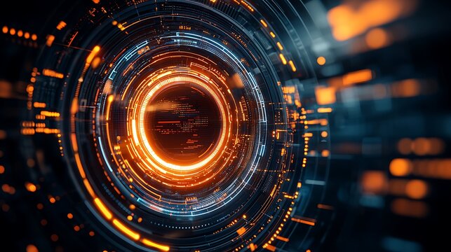 Abstract Technology Background with Glowing Digital Data Lines, Futuristic Network Connections, and AI Processing Visualization