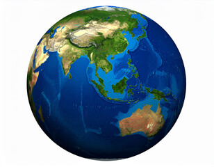 3D photorealistic Earth globe showing Southeast Asia and Indonesia. Geography and global focus