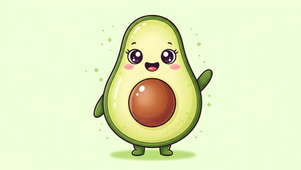 Title: “Cute Avocado Cartoon with Smile”

