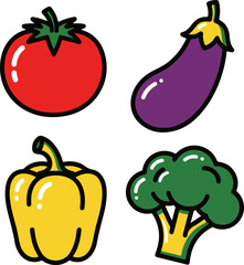 set of vegetables icons