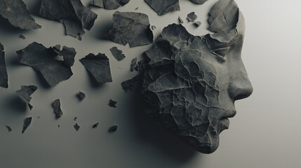 Crumpled Paper Human Head Symbolizing Depression, Anxiety and Stress  Mental Health Awareness Concept