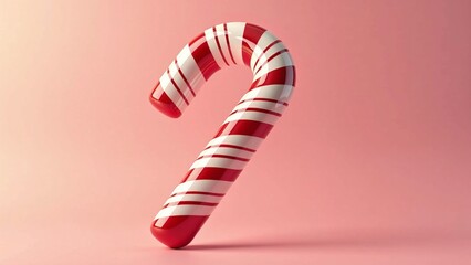 Giant candy cane on pink background with copy space for Christmas marketing campaign or festive holiday advertising with red and white stripes