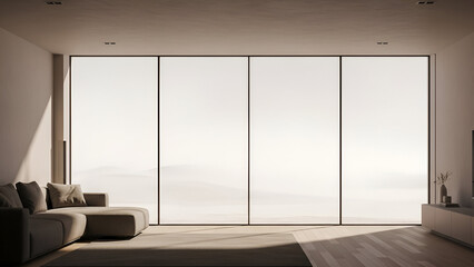 winter zoom background Modern living room interior with desert view, perfect for real estate ads now