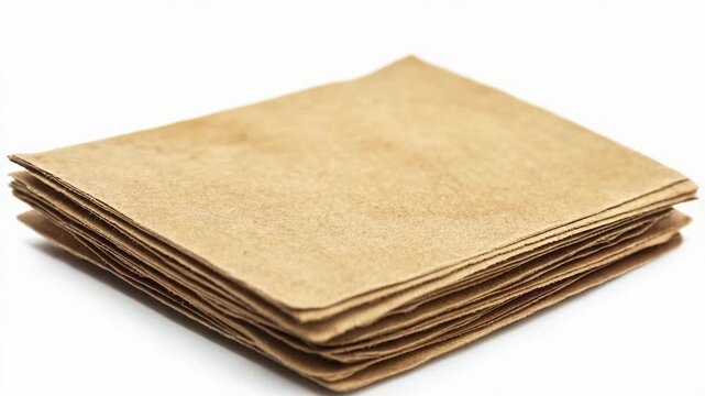 Video A stack of brown napkins used as a decorative element or for cleaning up spills