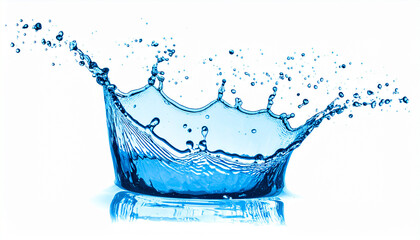 Dynamic blue water splash loop captured in high-resolution on a white background. Purity and motion