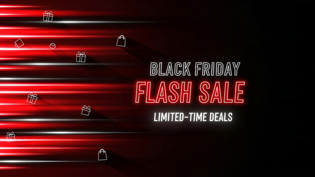 Black Friday Flash Sale Limited-Time Deals with Red Streaks - Powered by Adobe