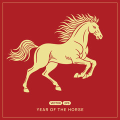 Elegant Golden Horse Illustration for the Auspicious Chinese New Year