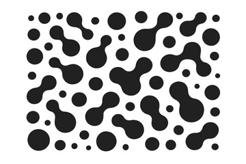 Seamless abstract pattern of connected black liquid shapes on a white background
