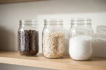 Minimalist Kitchen Storage Coffee Beans Oats Sugar