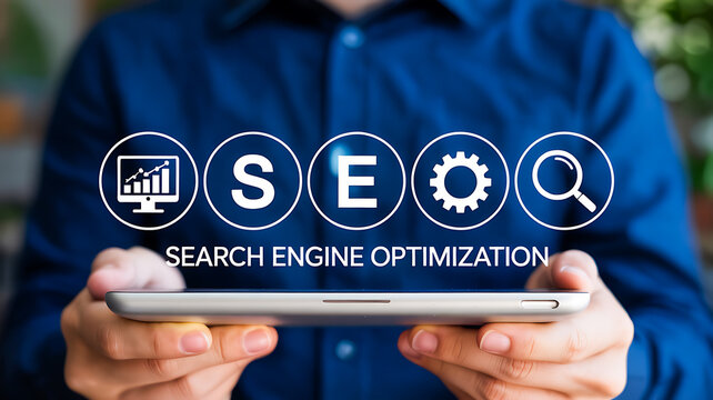 Search Engine Optimization Marketing Concept - Powered by Adobe