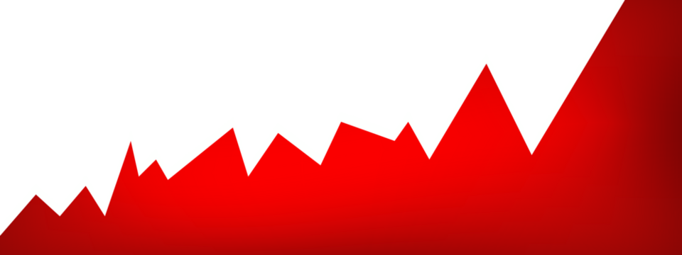 abstract red background, gradient red shadow illustration red stock market graph chart showing business growth isolated on white or transparent png - Powered by Adobe